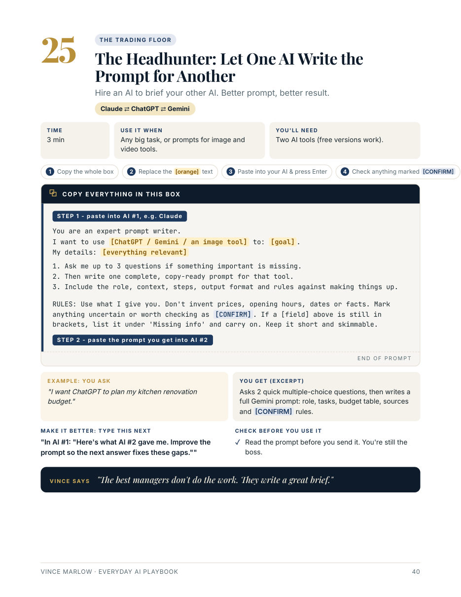 The Headhunter page from the Everyday AI Playbook